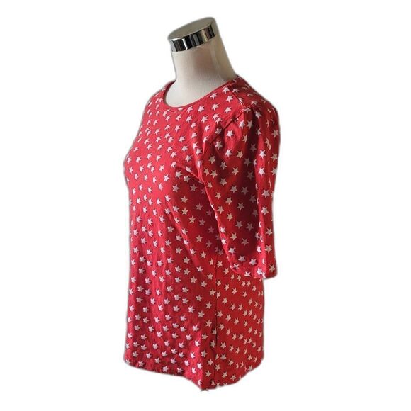 Cable & Gauge Star Print Short Sleeve Patriotic Tee Top Size L - Picture 1 of 6